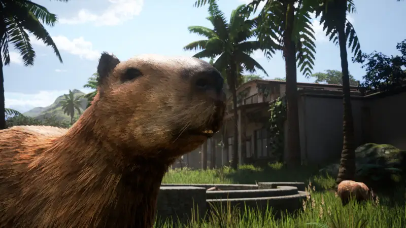 A capybara outside the airport in an official screenshot